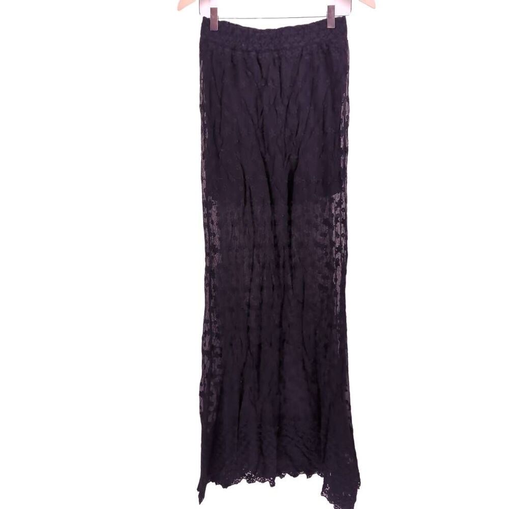 Free People x Gypsy Junkies Sheer Black Lace Maxi Skirt M Medium